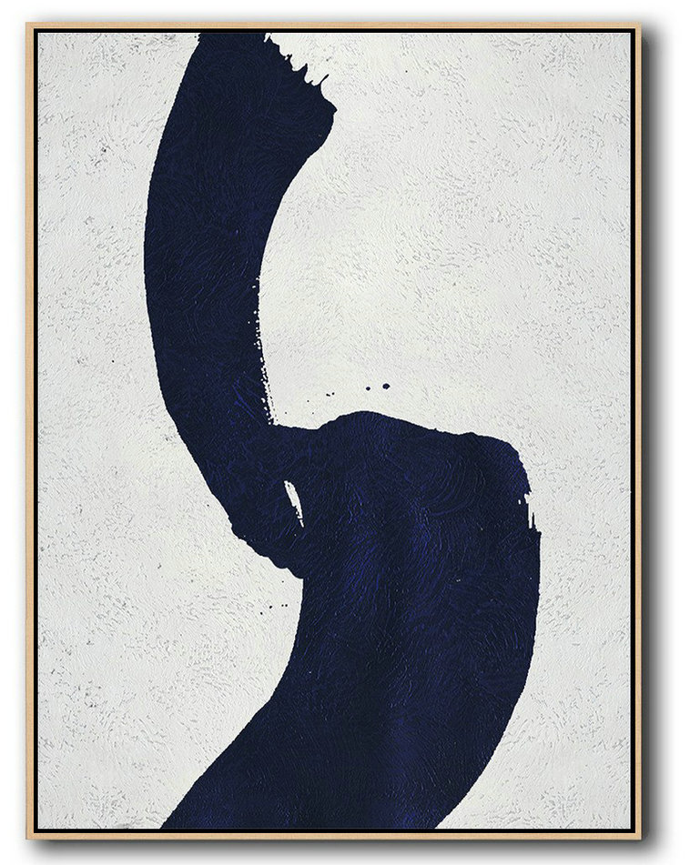 Extra Large Textured Painting On Canvas,Buy Hand Painted Navy Blue Abstract Painting Online,Extra Large Artwork #I7O5